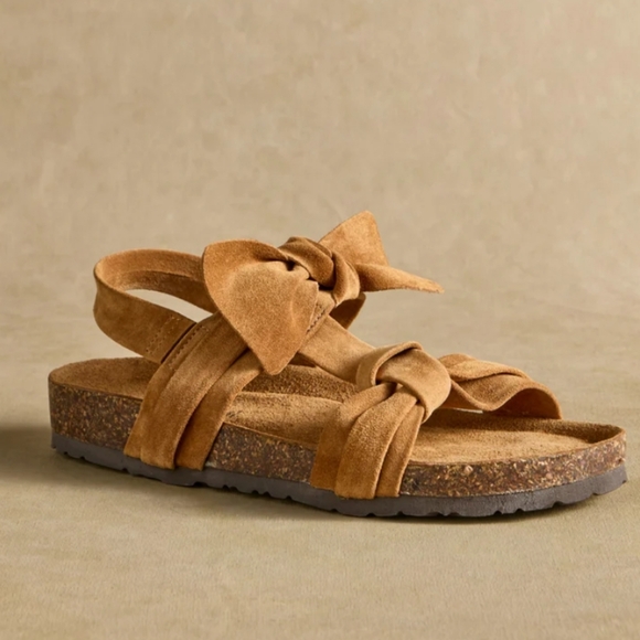 Sundance Tigerlily Sandals Size 37 6 Cognac Suede Slingback Comfort Boho NWT - Picture 1 of 4